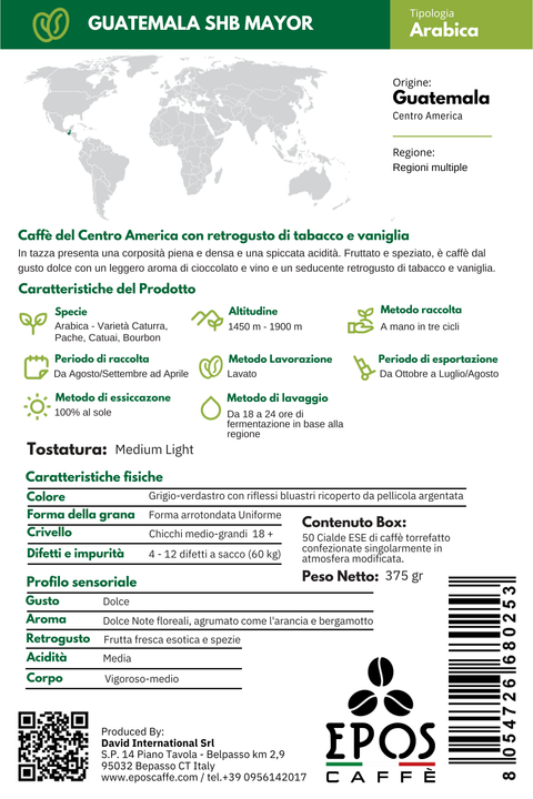 Box degustazione 50 Cialde ESE - 5 Monorigini Arabica