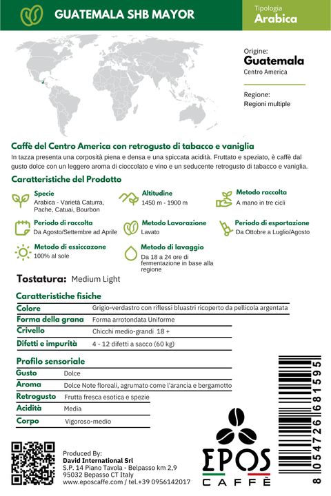 Caffè Macinato Per Filtro Monorigine Arabica Guatemala Mayor
